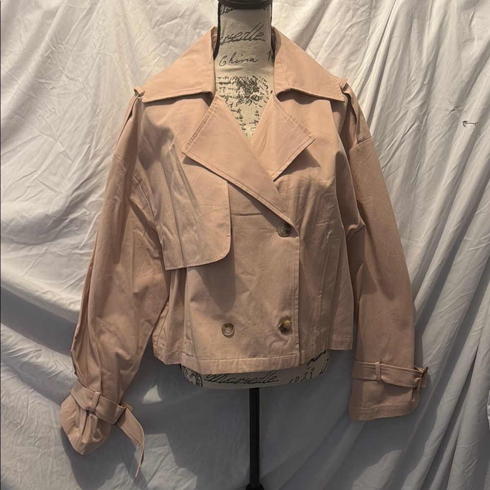 Elodie Pink Trench Coat With Structured Shoulders